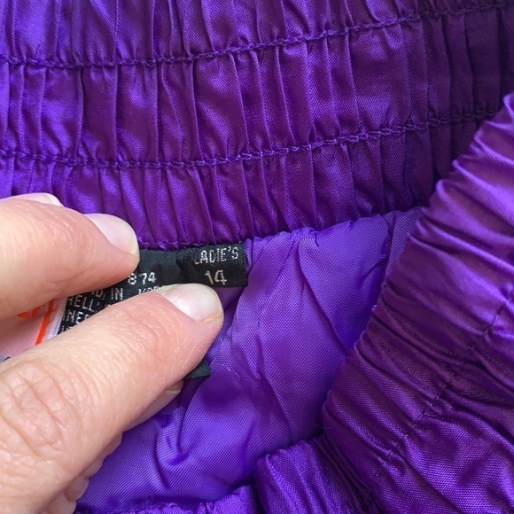Vintage Edelweiss Purple Ski Snow Pants high waist shimmer retro size 14 women’s - Picture 8 of 15